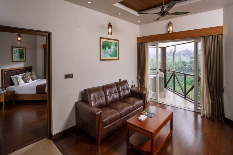 living room of Dhaksha cottage in Jeevees Resort Wayanad