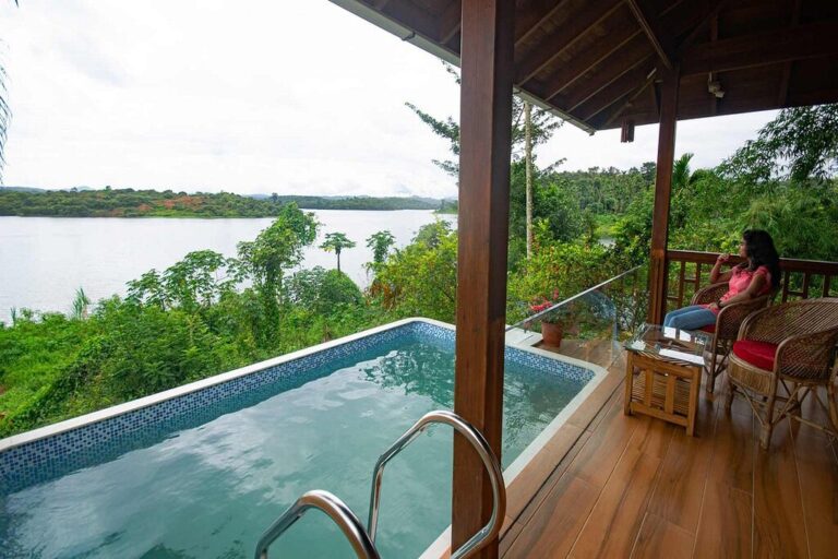 waterfront pool villa in Lakerose Wayanad