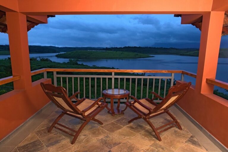 Balcony of Lake view sky villa in Vistara resort Wayanad