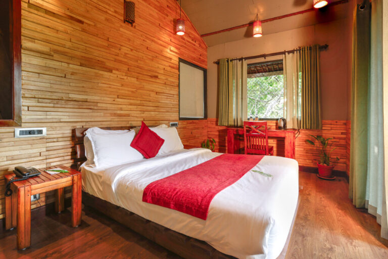 bedroom of tree house in Vythiri resort